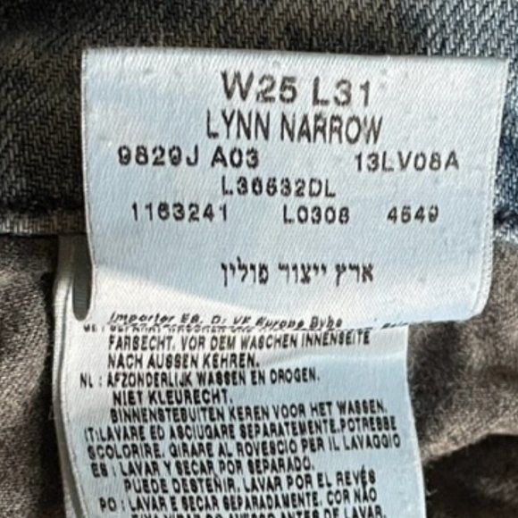 LEE WOMEN’S LOW RISE SKINNY JEANS W25 L31 “Lynn” Narrow Fit, Distressed Look - Picture 9 of 13